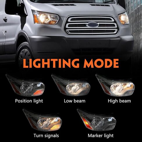 headlight assembly compatible with 2015-2020 Ford Transit 150 250 350 Head Lamp Chrome Housing Right Passenger Side RH in Kuwait