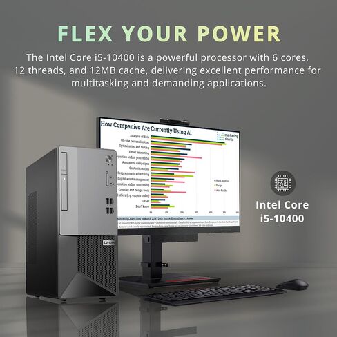 Lenovo V50t Gen2 Business Tower Desktop, Intel Core i5-10400 Processor, 32GB RAM, 2TB PCIe SSD, DVD-RW, HDMI, RJ-45, DP, Wi-Fi, Win 11 Pro, Black, 32GB Hotface USB Card in Saudi Arabia