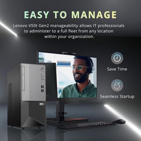 Lenovo V50t Gen2 Business Tower Desktop, Intel Core i5-10400 Processor, 32GB RAM, 2TB PCIe SSD, DVD-RW, HDMI, RJ-45, DP, Wi-Fi, Win 11 Pro, Black, 32GB Hotface USB Card in Saudi Arabia