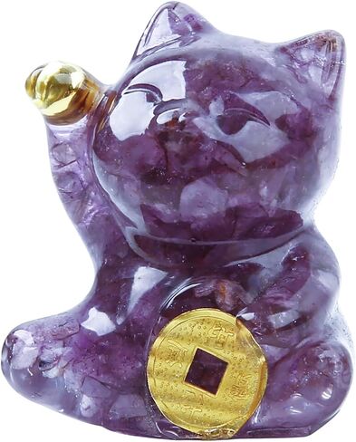 Natural Amethyst Cat Crystal Statue,Hand Carved Purple Cat Crystal Statue for Healing,Office, Home Decor for Cat Lovers in Saudi Arabia
