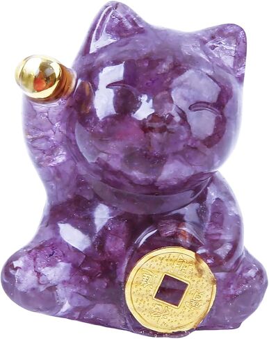 Natural Amethyst Cat Crystal Statue,Hand Carved Purple Cat Crystal Statue for Healing,Office, Home Decor for Cat Lovers in Saudi Arabia