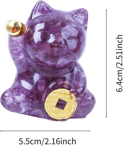 Natural Amethyst Cat Crystal Statue,Hand Carved Purple Cat Crystal Statue for Healing,Office, Home Decor for Cat Lovers in Saudi Arabia