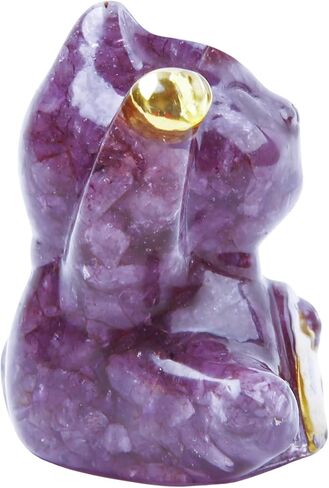 Natural Amethyst Cat Crystal Statue,Hand Carved Purple Cat Crystal Statue for Healing,Office, Home Decor for Cat Lovers in Saudi Arabia