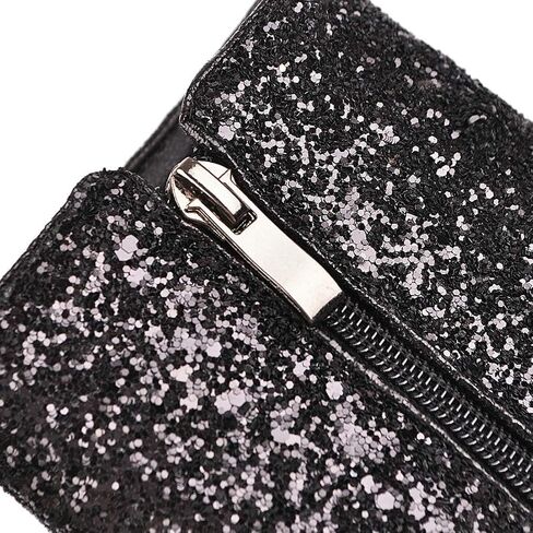MAVMAX Sequin Low Heeled Ankle Boots Women Sparkly Glitter Block Heel Booties in Kuwait