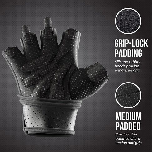 5737 Womens Padded Wrist Wrap Weight Lifting Gloves w/GripLock Padding (PAIR) - Machine Washable Fingerless Workout Gloves w/Wrist Support Designed for women in Saudi Arabia