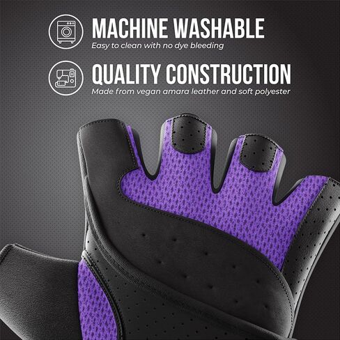5737 Womens Padded Wrist Wrap Weight Lifting Gloves w/GripLock Padding (PAIR) - Machine Washable Fingerless Workout Gloves w/Wrist Support Designed for women in Saudi Arabia