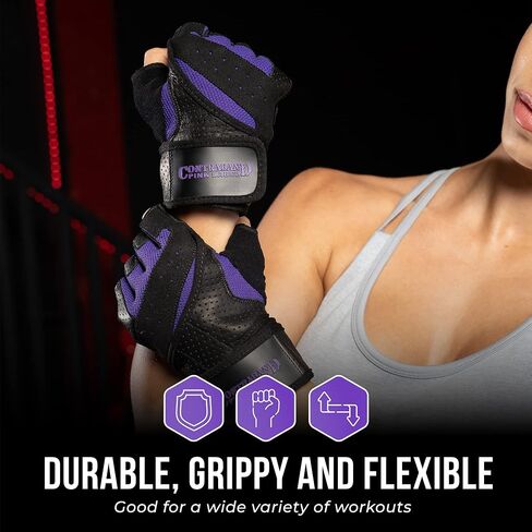 5737 Womens Padded Wrist Wrap Weight Lifting Gloves w/GripLock Padding (PAIR) - Machine Washable Fingerless Workout Gloves w/Wrist Support Designed for women in Saudi Arabia