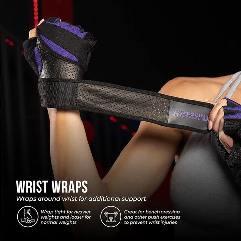 5737 Womens Padded Wrist Wrap Weight Lifting Gloves w/GripLock Padding (PAIR) - Machine Washable Fingerless Workout Gloves w/Wrist Support Designed for women in Saudi Arabia