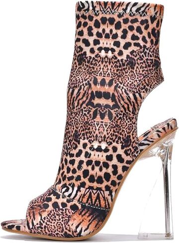 Cape Robbin Cally Sexy Clear heeled Booties for Women, Faux Suede Round Peep Toe High Heel Ankle Boots in Kuwait