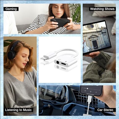 [Apple MFi Certified] 2 Pack Lightning to 3.5mm Headphone Jack Adapter for iPhone, 2 in 1 iPhone 3.5mm Headphone Jack Aux Audio + Charger Splitter Aapter Dongle for iPhone 14 13 12 11 XS XR X 8 7 6 in Kuwait