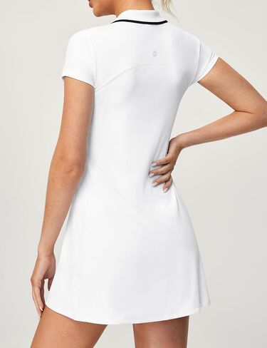 Ewedoos UPF50+ Golf Dress Tennis Dress Built-in Bra Easy Peezy Athletic Dresses for Women Short Sleeve Workout Dress in Saudi Arabia