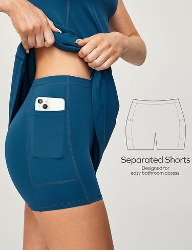 Ewedoos UPF50+ Golf Dress Tennis Dress Built-in Bra Easy Peezy Athletic Dresses for Women Short Sleeve Workout Dress in Kuwait