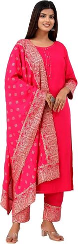 طقم بنطلون شاندراكالا كورتي بالازو مع بدلة دوباتا للنساء (K219-P) in Kuwait