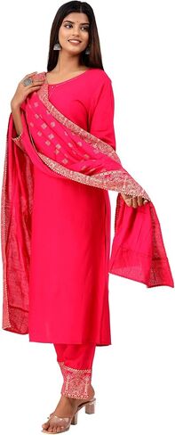 طقم بنطلون شاندراكالا كورتي بالازو مع بدلة دوباتا للنساء (K219-P) in Kuwait