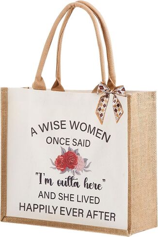 Retirement Gift for Woman Coworker Retirement Gifts for Women - Cool Retirement Toge Bag Present Keepsake for Retired Teacher, Happy Retirement Party Decorations Supplies, Jute and Canvas Tote Bag in Saudi Arabia