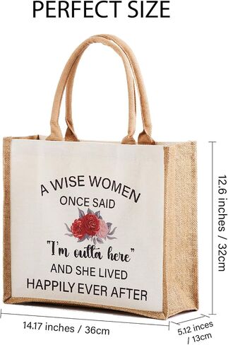 Retirement Gift for Woman Coworker Retirement Gifts for Women - Cool Retirement Toge Bag Present Keepsake for Retired Teacher, Happy Retirement Party Decorations Supplies, Jute and Canvas Tote Bag in Saudi Arabia