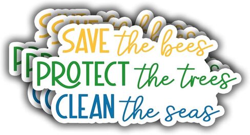 (3 قطع) ملصق Save The Bees لحماية الأشجار وتنظيف البحار، ملصق مضحك لزجاجة مياه ساخرة لجهاز Kindle المحمول وزجاجة مياه للهاتف وقبعة صلبة من الفينيل - 3 × 1.6 بوصة in Saudi Arabia