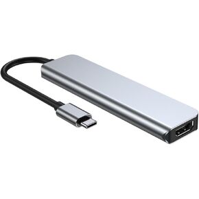 HOMSFOU 6 Notebook Docking Station USB Adaptor Power Adapter Portable Data Hub USB c Charging Hub High USB Splitter Expansion Transfer Adapters USB Hub Computer Aluminum Shell