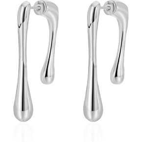 Minimalist Teardrop Front Back Dangle Drop Earrings for Women Unique Design Thick Line Gold Plated Dangling Hypoallergenic Fashion Jewelry Gifts