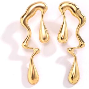 Irregular Drop Earrings for Women, Molten Liquid Design Drop Dangle Earrings, Women's Personalized Statement Earrings Gift