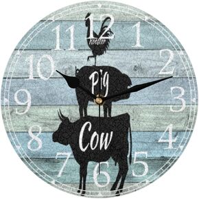 AUUXVA Blue Gray Art Painting Wall Clock Silent Non-Ticking,Modern Round Wall Clock Battery Operated Clock Decor for Home Wall Bathroom Kitchen Bedroom Living Room Office School Patio