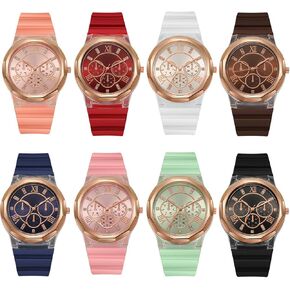 Weicam 8 Pcs Wholesale Watches Unisex Casual Colorful Silicone Band Assorted Watches Set Women Men Roman Numerals Analog Quartz Wristwatches