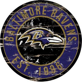 Fan Creations Baltimore Ravens Round Distressed Sign, Multi