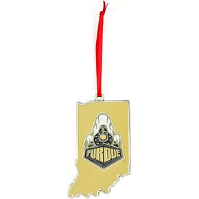 Purdue Boilermakers State Shape Metal Christmas Ornament