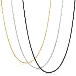 FIBO STEEL 0.9mm Stainless Steel Mens Womens Necklace Snake Chain 3 Pcs a Set, 14-36 inches