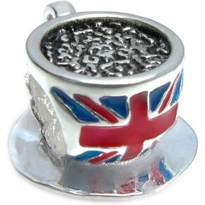 Sterling Silver British Tea Cup Flag Enamel European Style Bead Charm