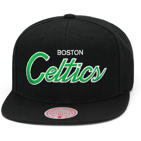قبعة Mitchell & Ness Boston Celtics Snapback - أسود/أخضر نصي/ساتان - قبعة كرة السلة للرجال