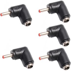 5Pcs DC Power Connector Adapter 90 Degree Angle 3.5mm x 1.35mm Male Plug to 5.5mm x 2.1mm Female Jack Coupler Converter