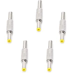 5 Pcs DC Power Connector 5.5mm x 2.5mm DC Power Plug Male Metal Connector Adapter with Yellow Head