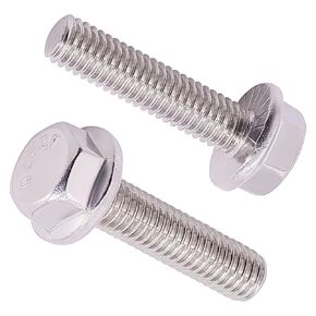 3/8-16 x 2" (8 pcs) Flanged Hex Bolt Screws, ASME Standard Flanged Hex Head Bolts, 304 Stainless Steel 18-8, Full Thread, Coarse Thread UNC