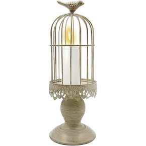 Retro Shabby Candle Holder, Bird Cage Decor,Decorative Birdcage Candle Holder Vintage Metal Candlestick for Wedding,Party Vintage Gothic Decor,Victoriana Decor,Home Decor White 11.8 Inch