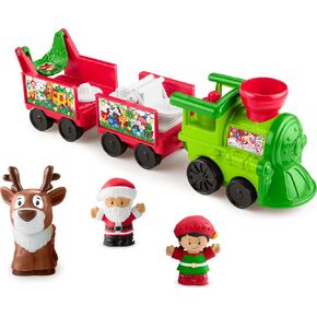 Fisher-Price Little People Toddler Toy Musical Christmas Train with Santa Elf & Reindeer Figures for Pretend Play Kids Ages 1+ Years