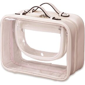 HBselect Clear Cosmetic Bag 2 Layer Travel Toiletry Bag Clear Makeup Bag with Zipper Transparent Travel Bag for Toiletries 10x8x6 inch (Small, Black)