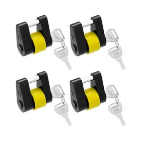 QWORK Steel Trailer Lock, Rust-Proof, Secure Hitch Pin with Zinc Alloy Core and Electrophoretic Paint Finish, Suitable for Boats, Trucks, and Cars, Includes 8 Keys, 4 Pcs