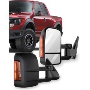 ECCPP Towing Mirrors Pair Set Replacement fit for 2003-06 for Chevy Silverado 1500 2500 HD 3500 Suburban 1500 2500 Tahoe for GMC Sierra Yukon Power Heated Signal Black Manual Telescoping Tow Mirrors