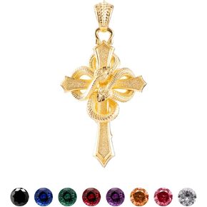 COPPERTIST.WU Double Snake Cross Pendant for Necklace, Men Women Amulet Cross Pendant Necklace, Snake Jewelry Come Gift Box(Chain not included)