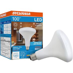 SYLVANIA Night Chaser LED BR30 Light Bulb, 100W = 15.5W, Damp Rated, 1450 Lumens, 5000K, Daylight – 1 Pack (41105)