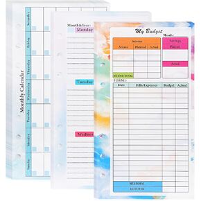 A6 Budget Planner Refill, 82 Sheet [2024] Colorful Weekly Monthly Planner Calendar Inserts 6 Hole Expense Budget for A6 Binder Cover, Money Envelopes Organizer for Wallet, Cash Saving