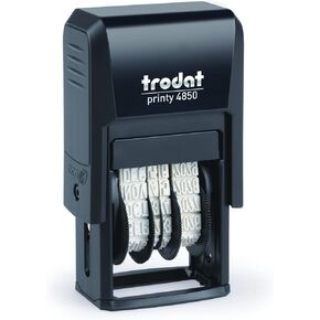 Trodat Printy 4850 Date Stamp – Pocket Sized Self Inking Stamp with Paid, Received, FAXED, EMAILED – Blue and Red Ink, 3/4" x 1",Assorted