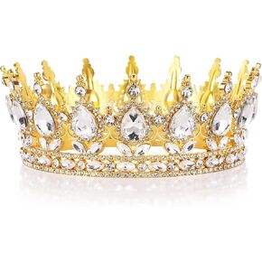 Vinjewelry Full Round Girls Bridal Crown Crystal Baroque Tiaras Sparkly Rhinestone Princess Carnival Headdress Jewelry Queen Costume Wedding Prom Birthday Pageant Party Hair Accessories in Kuwait