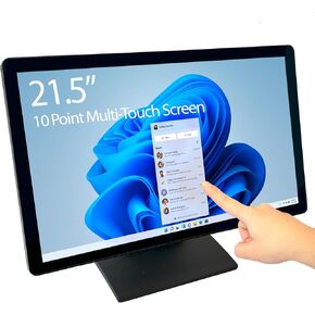 ANGEL CANADA 22" (21.5" viewable) Capacitive LED 10 Point Multi-Touch HDMI VGA Monitor with 16:9 Display 1080p, True Flat Seamless Design Touchscreen, Great for Office, POS, Retail, Restaurant