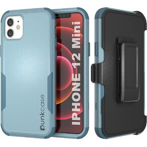 حافظة Punkcase لهاتف iPhone 12 Mini بمشبك حزام [سلسلة Patron] 4-1 غطاء هاتف متين وواقٍ متعدد الطبقات مع مسند مدمج لهاتف iPhone 12 Mini (5.4") (2020) [نعناعي]