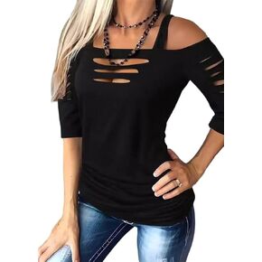 Lace Splicing Cut Out Cold Shoulder Shirt Women Sexy Cut Out Hollow Out Long Sleeve Blouse Fall Casual Tops Tees