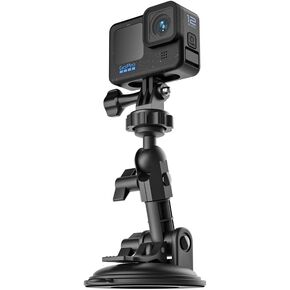 SUREWO Suction Cup Car Mount for GoPro,Windshield Window Dashboard Holder with Phone Clip Compatible with GoPro Hero 12/11/10/9/8/7/6,DJI Osmo Action 4/3 and Most Action Cameras