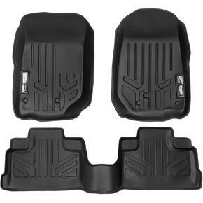 MAXLINER Custom Fit Floor Mats 2 Row Liner Set Black Compatible with 2007-2013 Jeep Wrangler Unlimited 4-Door