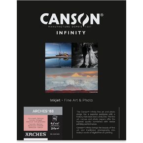 Canson Infinity Arches 88 Ultra Smooth Pure White Matte Inkjet Paper, 310gsm, 8.5x11", 25 Sheets in Kuwait